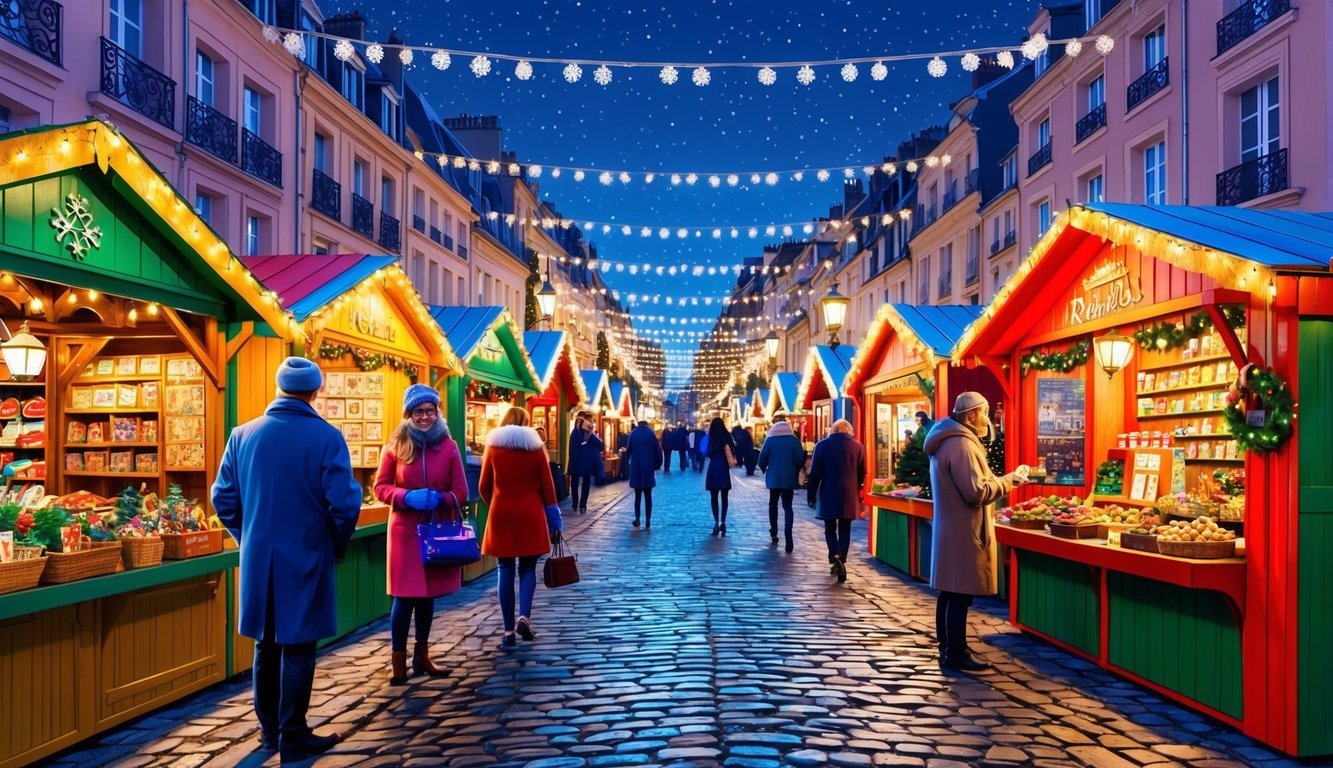 Colorful stalls line cobblestone streets, adorned with twinkling lights and festive decorations.</p><p>Visitors browse through handmade crafts and savor the aroma of mulled wine and roasted chestnuts at the 5 Best Christmas Markets in Paris